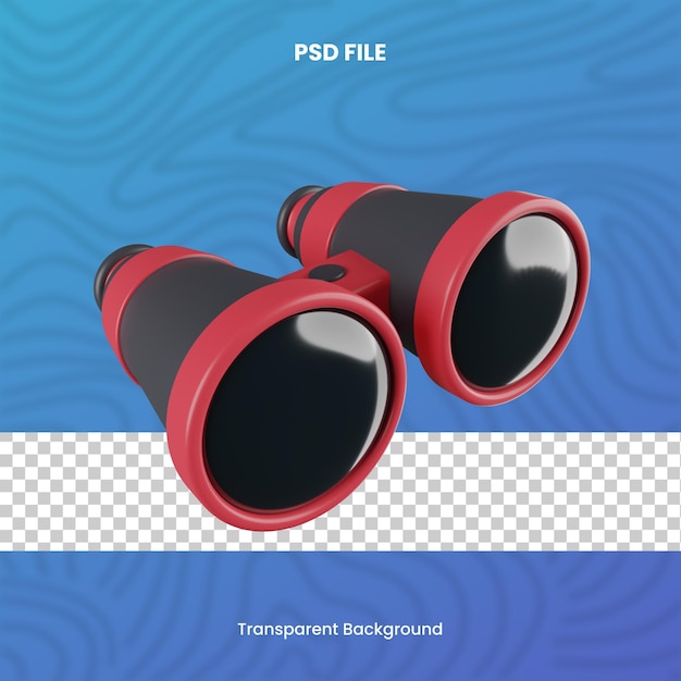 PSD 3d binocular with transparent background high quality render