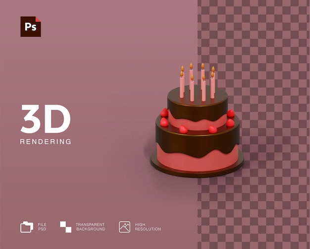 3d 생일 케이크 그림 렌더링