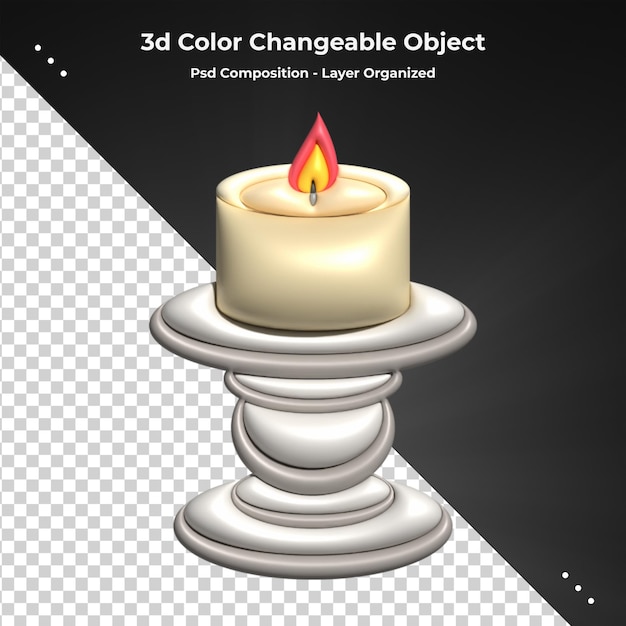 3D торт ко дню рождения со свечой на розовом фоне 3D рендеринг