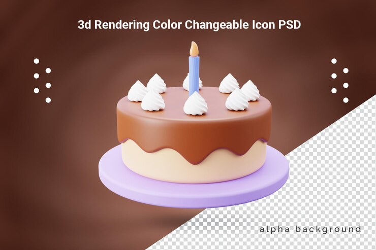 PSD 3d 생일 케이크