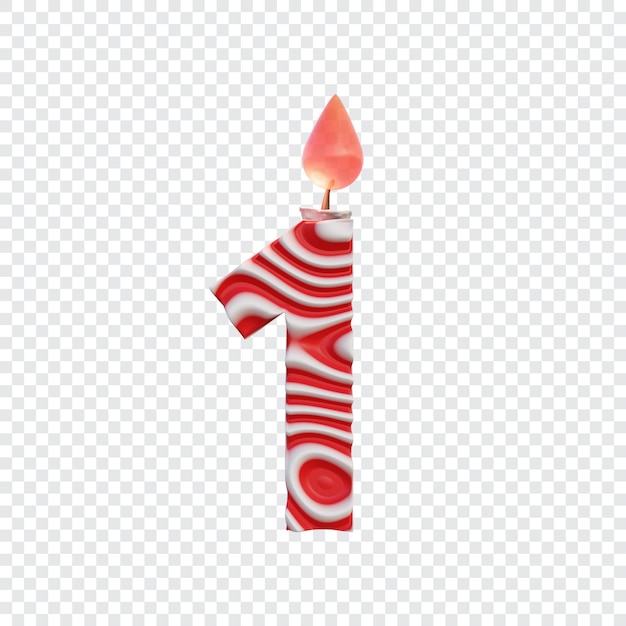 PSD 3d birthday candle number 1