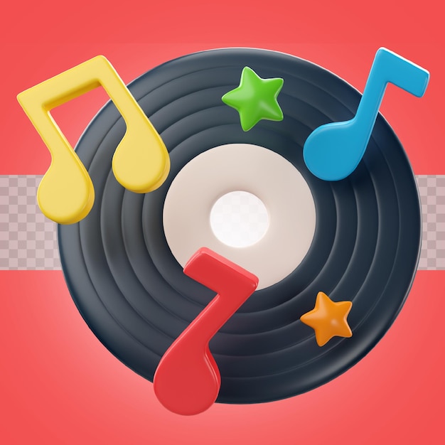 3d birthday icon disc with musical notes