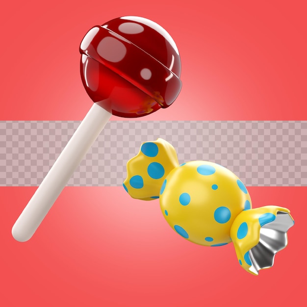 Icona di compleanno 3d lollipop e caramelle