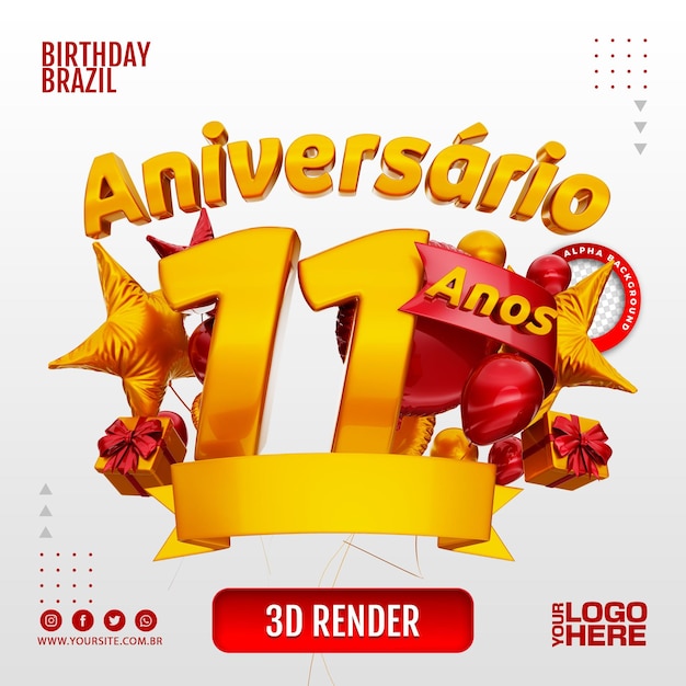 PSD 3d birthday logo for companies and events