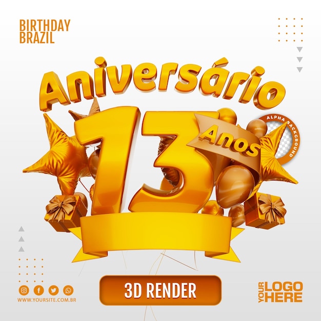 PSD 3d birthday logo for companies and events