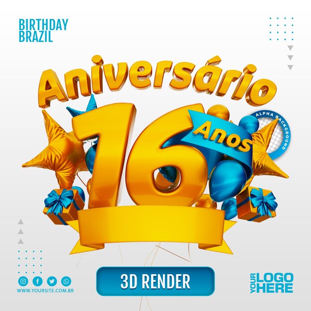 PSD 3d birthday logo for companies and events