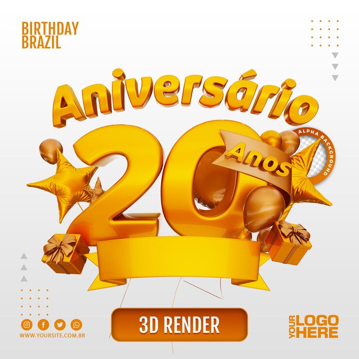 企業やイベントの3d誕生日のロゴ