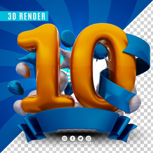 PSD 3d birthday logo for companies and events