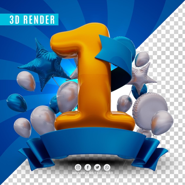 PSD logo di compleanno 3d per aziende ed eventi