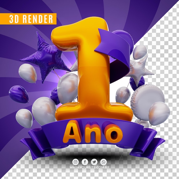 PSD 3d birthday logo for companies and events