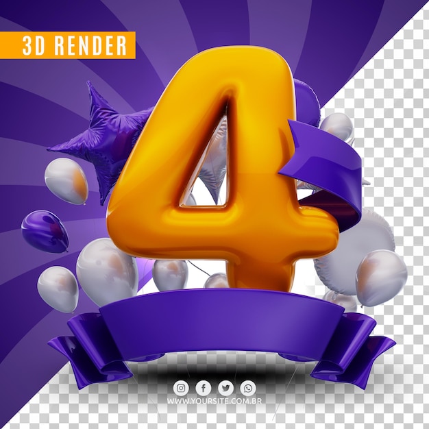 PSD 3d birthday logo for companies and events