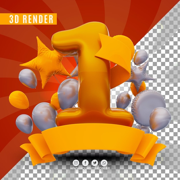 PSD 3d birthday logo for companies and events