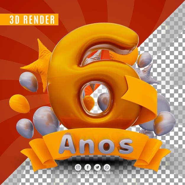 PSD 3d birthday logo for companies and events