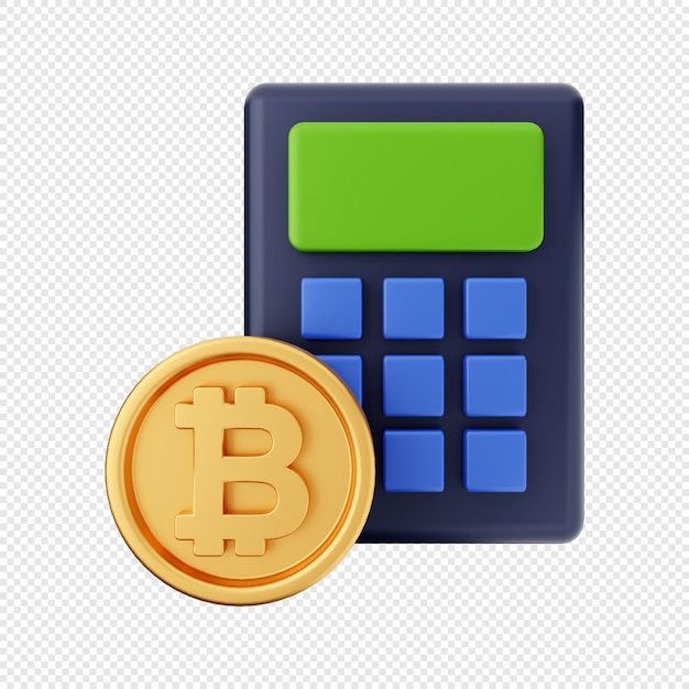 3d bitcoin calculate icon illustration