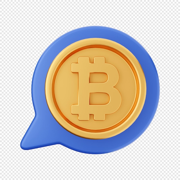 3d bitcoin chat icon illustration