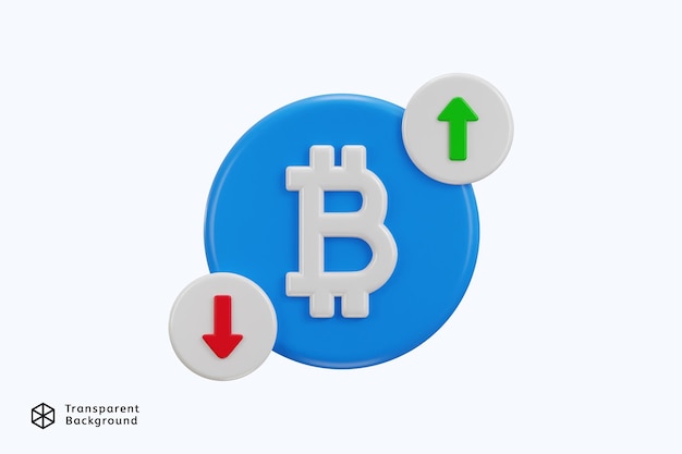 3d bitcoin currency value up and down and currency exchange icon 3d render