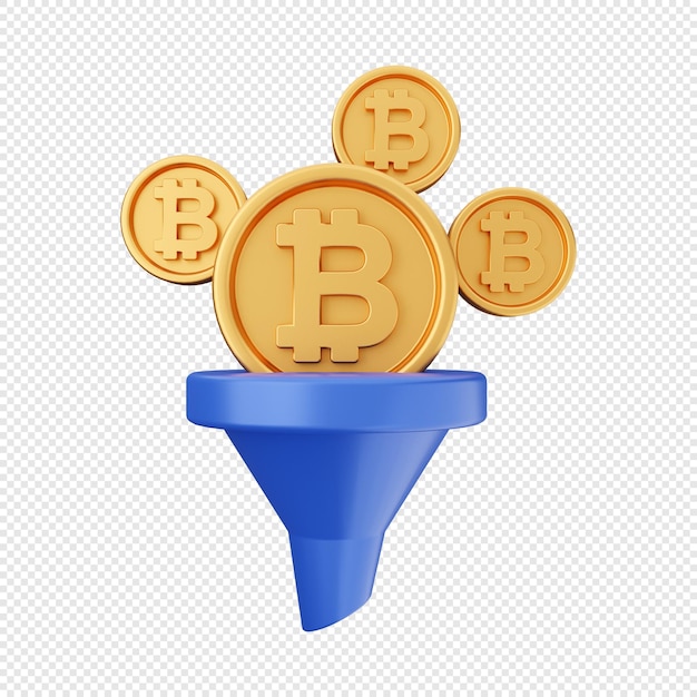 Illustrazione dell'icona del filtro bitcoin 3d