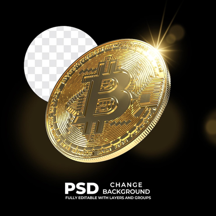 PSD 3d bitcoin gouden munt