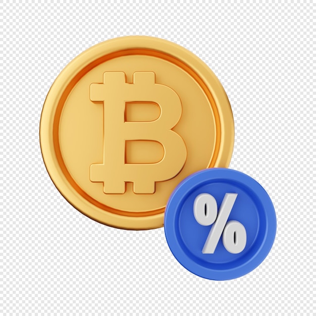 3d bitcoin korting pictogram illustratie