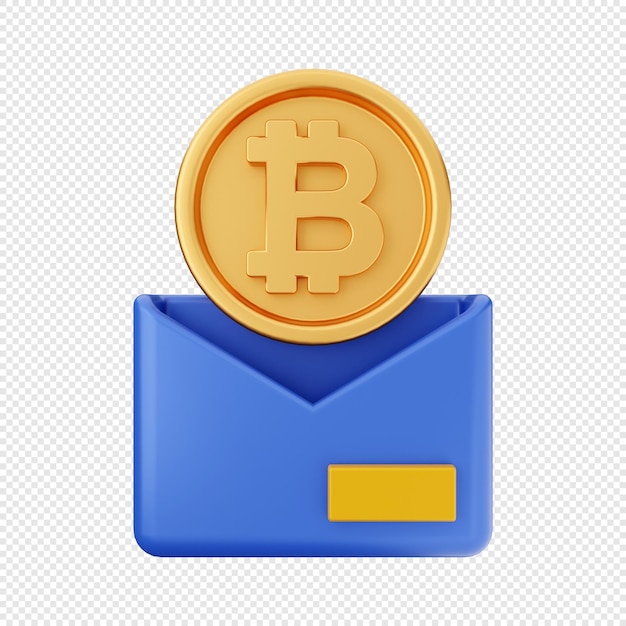 3D bitcoin mail verzenden pictogramillustratie