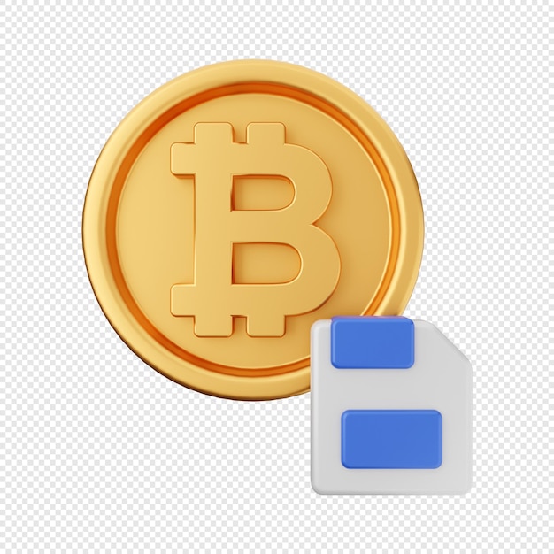 3d bitcoin save icon illustration