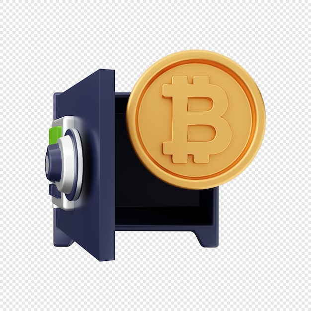 3D bitcoin saving icon illustration