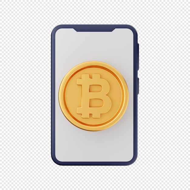 3d bitcoin smartphone icon illustration