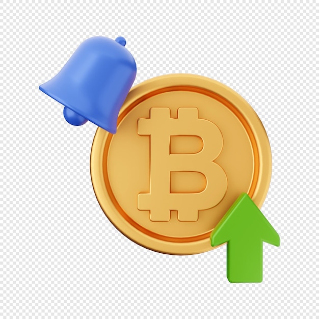 3d bitcoin up prezzo icona illustrazione