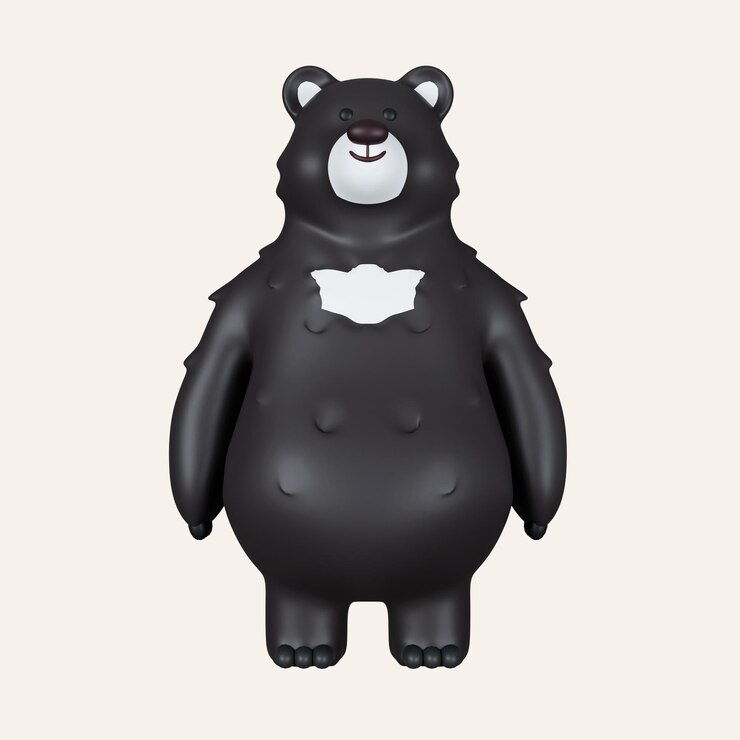 PSD 3d black bear camping hiking summer camp traveling trip icon isolated on white background 3d rendering illustration clipping path