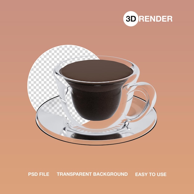 PSD 3d  black cofee lin cup