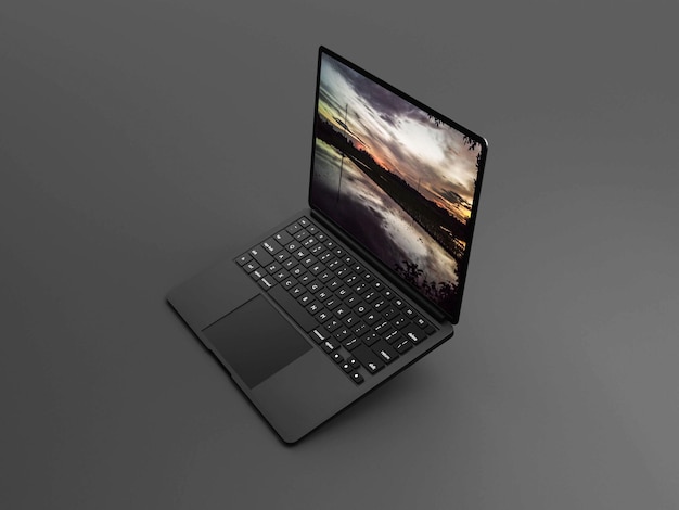 3d black color laptop mockup