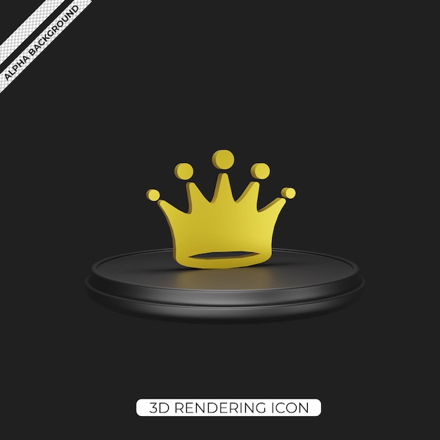 3d black crown render icon design