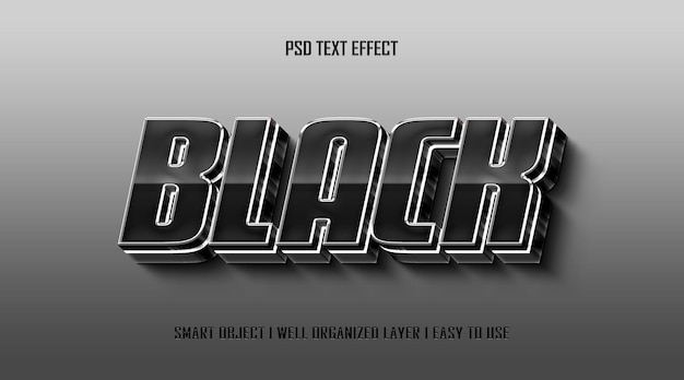 PSD 3d black editable text effect style