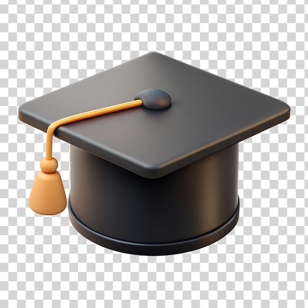 PSD 3d black education cap isolated on transparent background