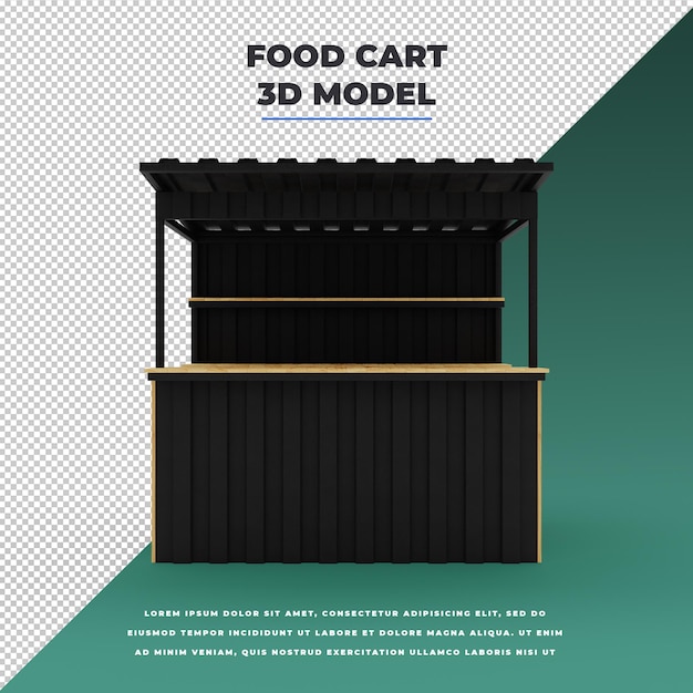 3d black food cart model