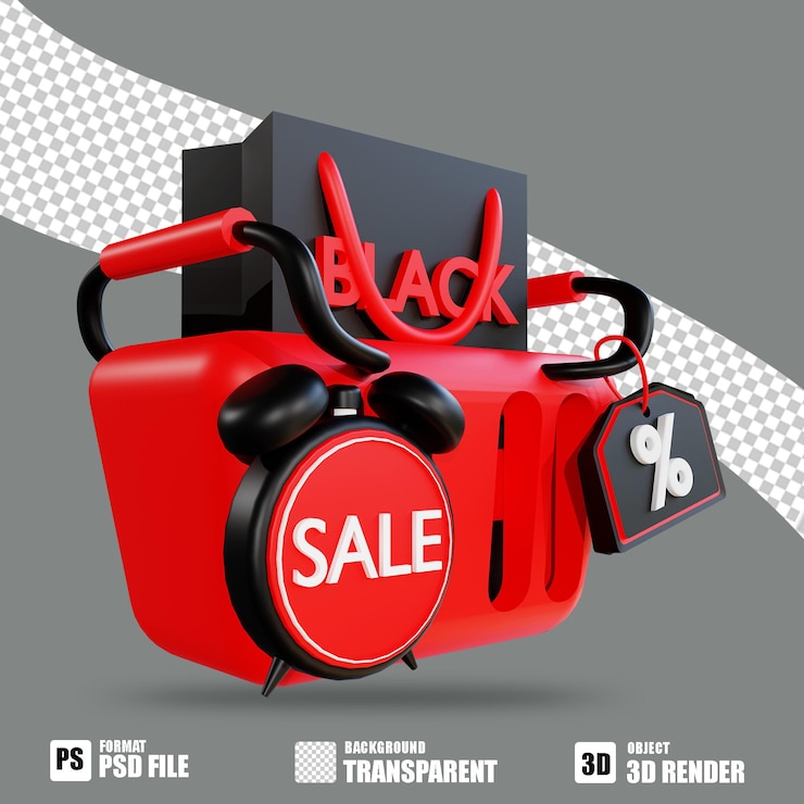 PSD скидка на часы 3d black friday basket clock для онлайн-акции