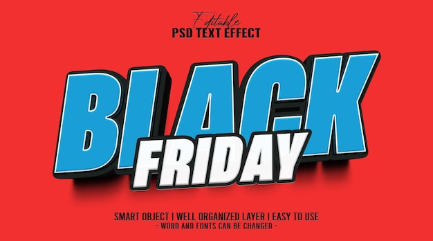 PSD 3d black friday editable text effect template