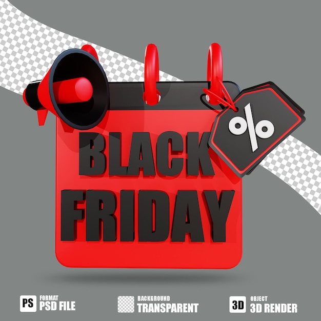 PSD 3d black friday kalender megafoon korting 2 voor online promotie