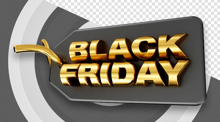 PSD 3d black friday-label voor promoties en kortingen voor reclamecampagnes