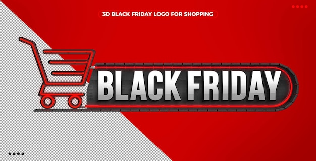 赤く照らされたネオンで買い物をするための3dブラックフライデーのロゴ