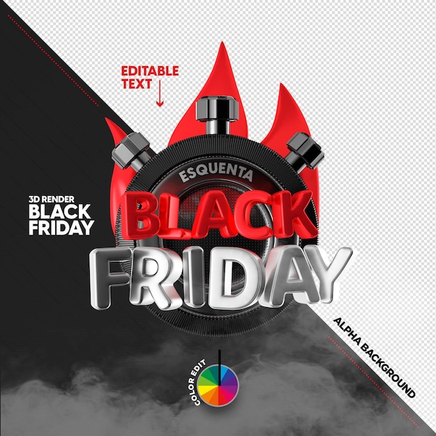 PSD 3d black friday logo for product promotion and sales composition