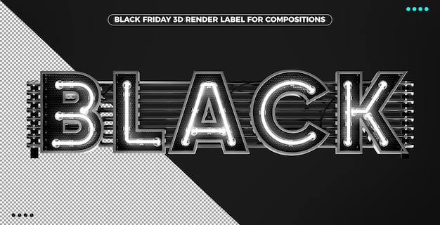 Etichetta al neon 3d black friday per i trucchi