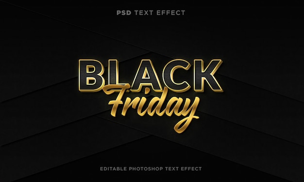 PSD 3d black friday text effect template with golden effect