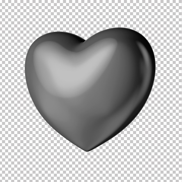 PSD 3d black heart asset for day of the dead finados or obituary composition