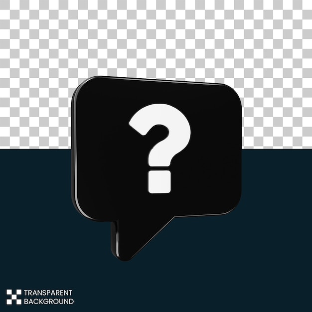 PSD 3d black info icon with question mark rendering