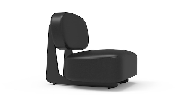 白い背景に分離された 3 d の黒革張りの肘掛け椅子