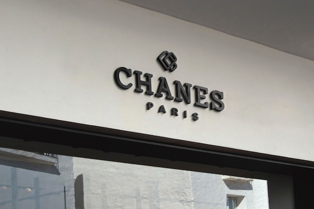 3d black logo mockup facade sign