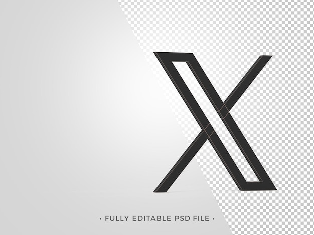 PSD app twitter 3d black logo x in precedenza