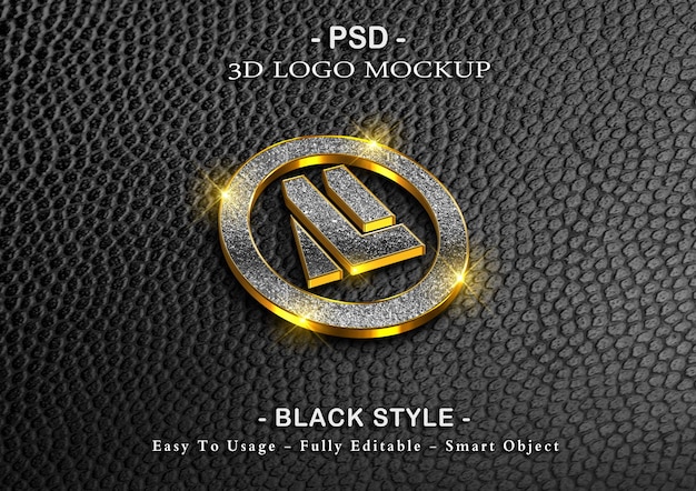 PSD 3d black luxury logo mockup