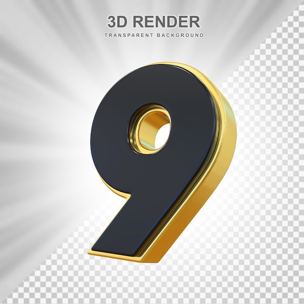 PSD 3d black number9